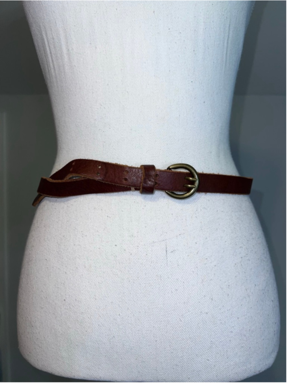 Handmade Genuine Brown Leather Belt One Size Brass
